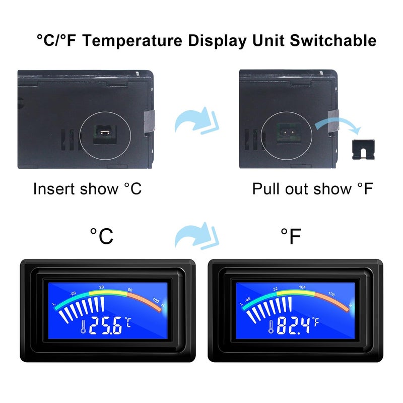 KETOTEK Digital Thermometer Temperature Meter Gauge Waterproof Sensor Probe Aquarium Car PC case Incubator Temp Meter 4 Pin Power Supply Celsius/Fahrenheit LCD Display - Image 2